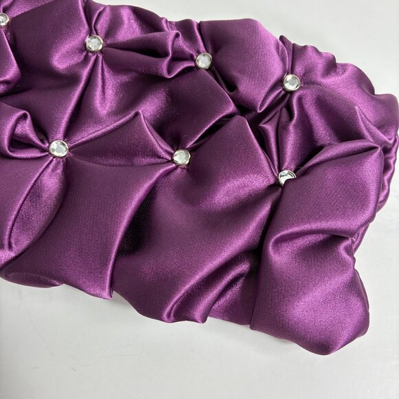 Steve Madden Purple Satin Crystal Embellished Evening Clutch  Glam - Picture 3 of 7